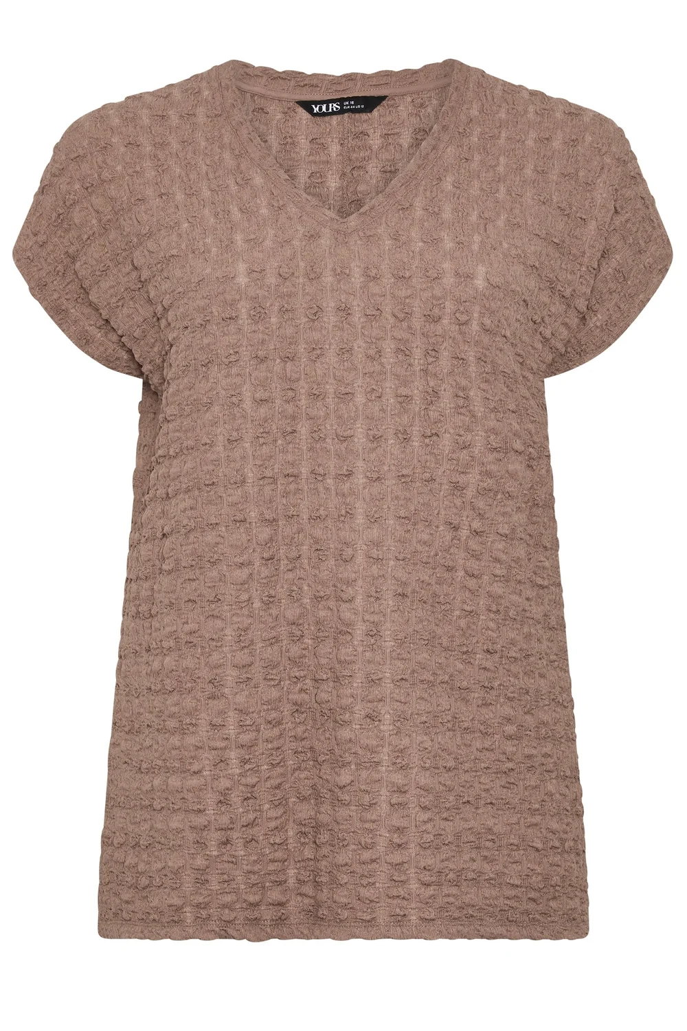 Yours Curve Brown Bubble Textured T-Shirt - 30-32 Image 2