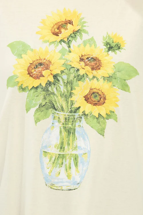Yours Curve Yellow Sunflower Graphic T-Shirt - 18 Image 4