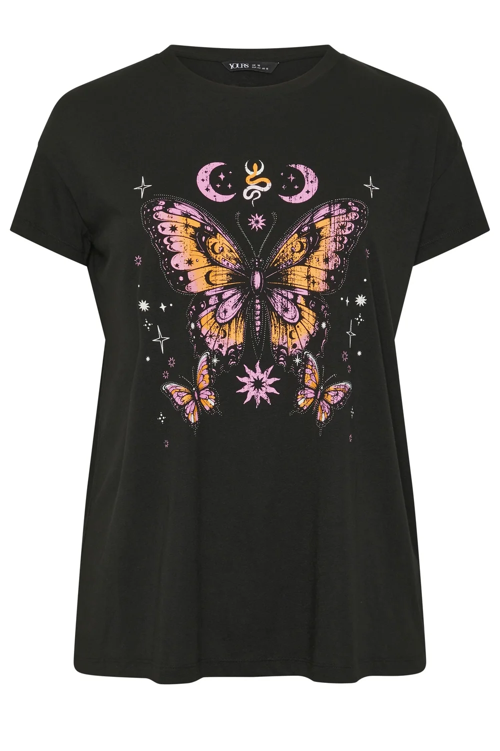 Yours Curve Black Butterfly Print T-Shirt - 20 Image 5