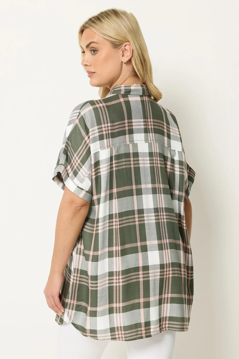 Yours Curve Green Checked Shirt - 34-36 Image 4