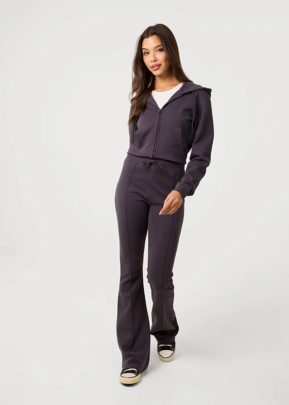 Pink Vanilla Grey Zip Up Cropped Hoodie - S Image 2