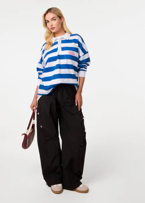 Pink Vanilla Black Pocket Detail Wide Leg Cargo Trousers - S/M Image 1