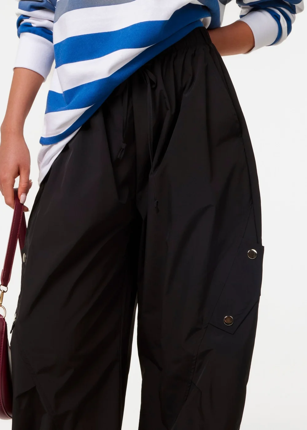 Pink Vanilla Black Pocket Detail Wide Leg Cargo Trousers - S/M Image 3