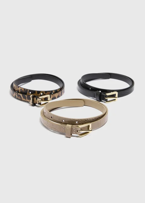 3 Pack Multicolour Slim Belts - S Image 1