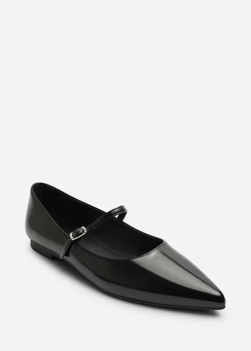 Where's That From Novalee Black Pointed Toe Mary Jane Front Strap Ballet Flats - 4 Image 3