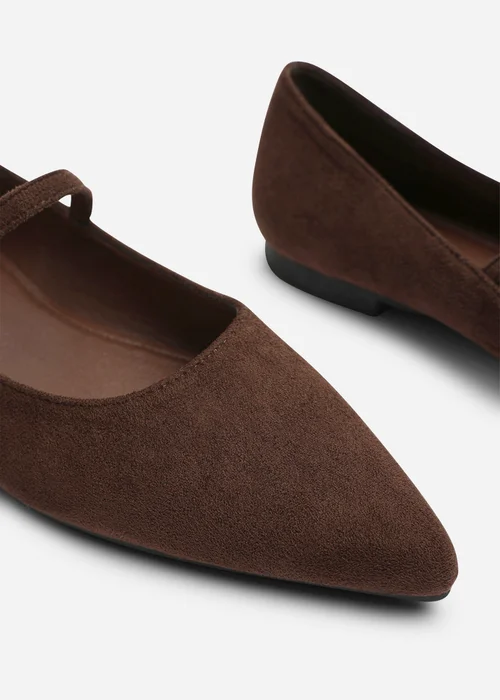 Where's That From Novalee Brown Pointed Toe Mary Jane Front Strap Ballet Flats - 4 Image 4