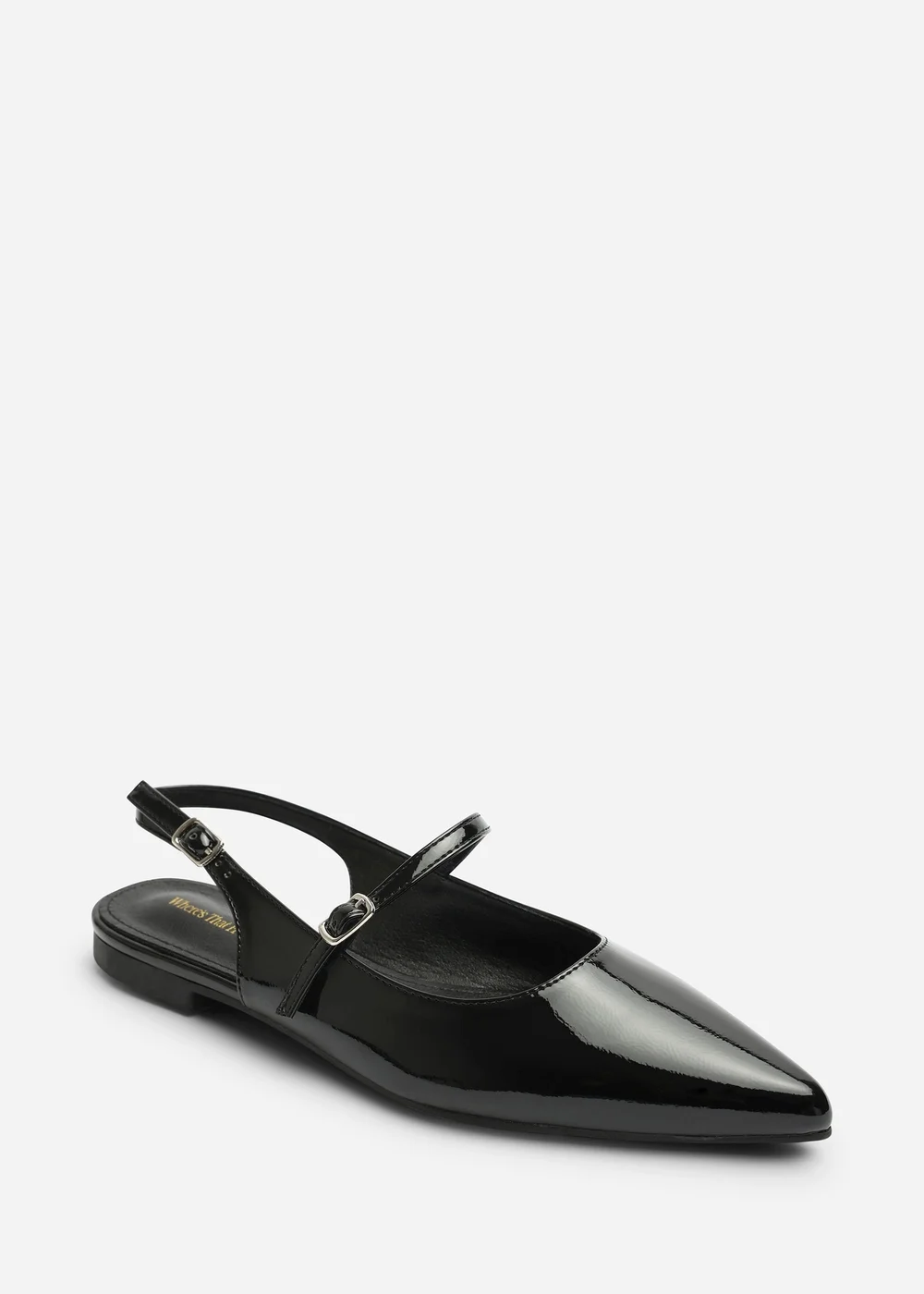 Where's That From Estrella Black Pointed Toe Mary Jane Open Back Ballet Flats - 4 Image 3