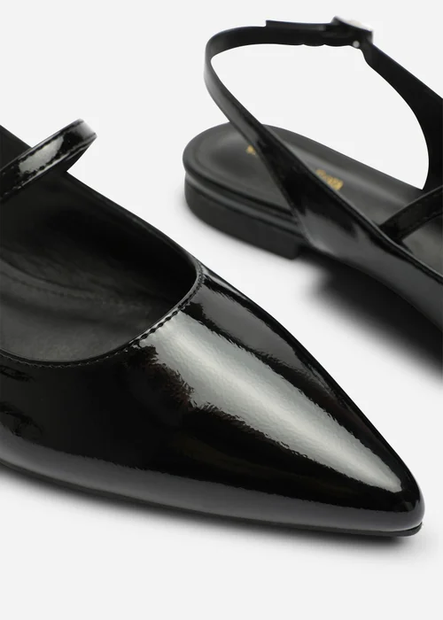 Where's That From Estrella Black Pointed Toe Mary Jane Open Back Ballet Flats - 4 Image 5