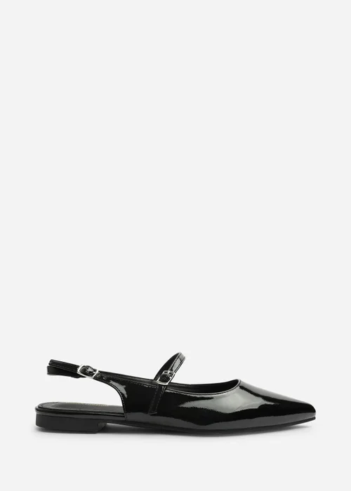 Where's That From Estrella Black Pointed Toe Mary Jane Open Back Ballet Flats - 4 Image 1