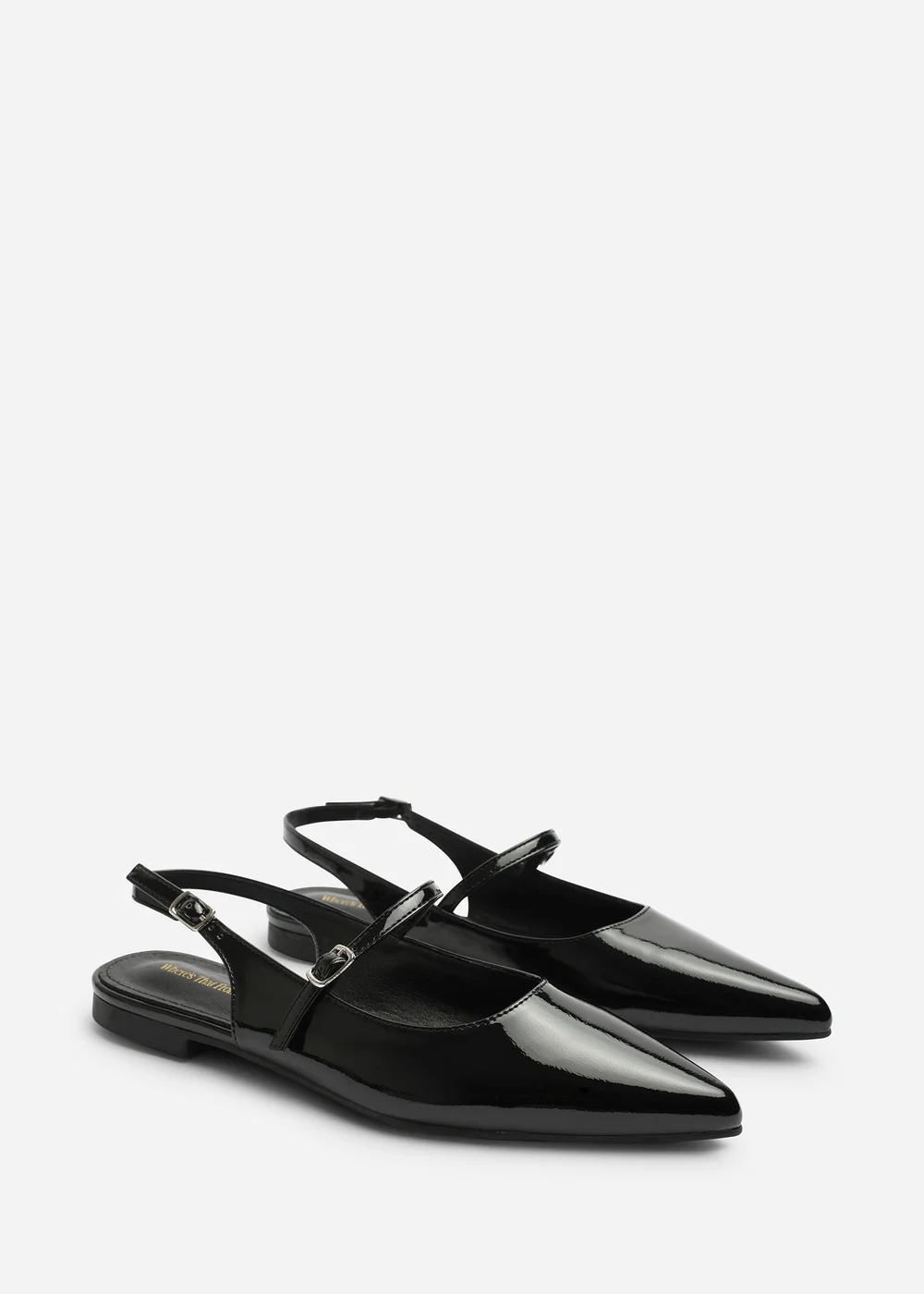 Where's That From Estrella Black Pointed Toe Mary Jane Open Back Ballet Flats - 4 Image 4