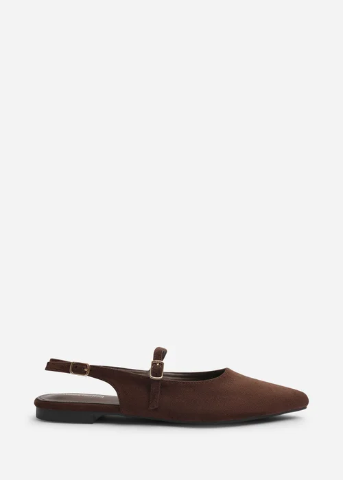 Where's That From Estrella Dark Brown Pointed Toe Mary Jane Open Back Ballet Flats - 7 Image 1
