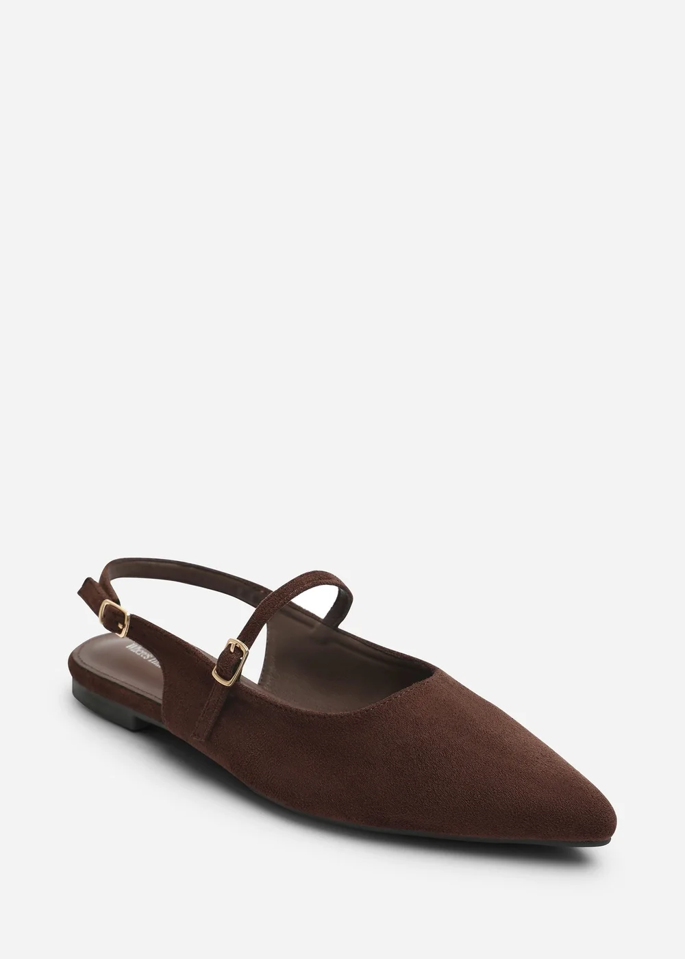 Where's That From Estrella Brown Wide Fit Pointed Toe Mary Jane Open Back Ballet Flats - 6 Wide Image 3
