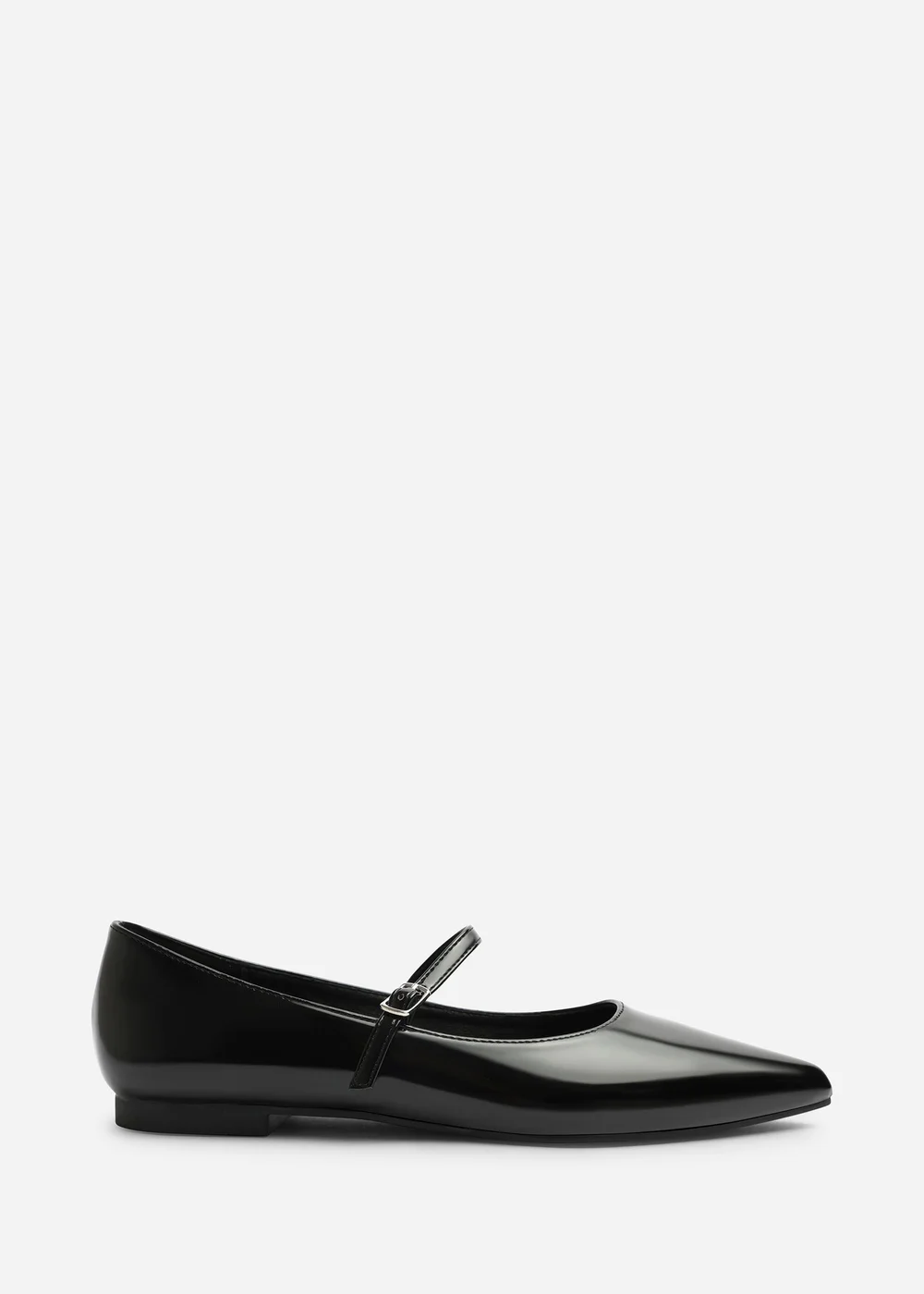 Where's That From Novalee Black Wide Fit Pointed Toe Mary Jane Front Strap Ballet Flats - 4 Wide Image 1