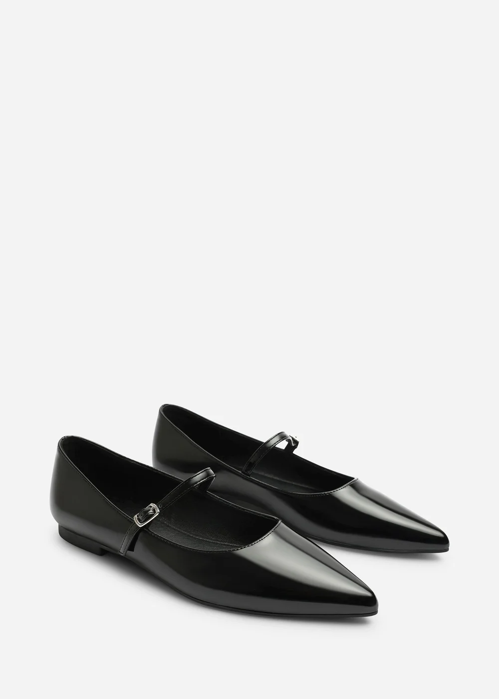 Where's That From Novalee Black Wide Fit Pointed Toe Mary Jane Front Strap Ballet Flats - 7 Wide Image 4