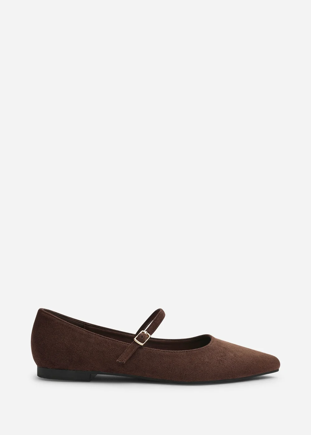 Where's That From Novalee Brown Wide Fit Pointed Toe Mary Jane Front Strap Ballet Flats - 5 Wide Image 1