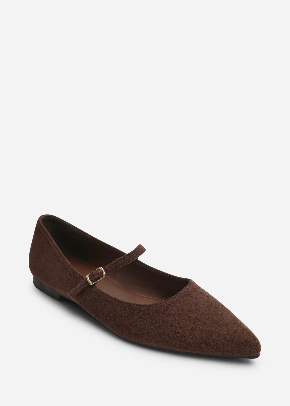 Where's That From Novalee Brown Wide Fit Pointed Toe Mary Jane Front Strap Ballet Flats - 5 Wide Image 3