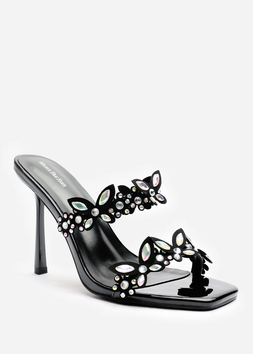 Where's That From Dazira Black Cut Out Flower Trim Detail Heeled Mules - Size 7 Image 3