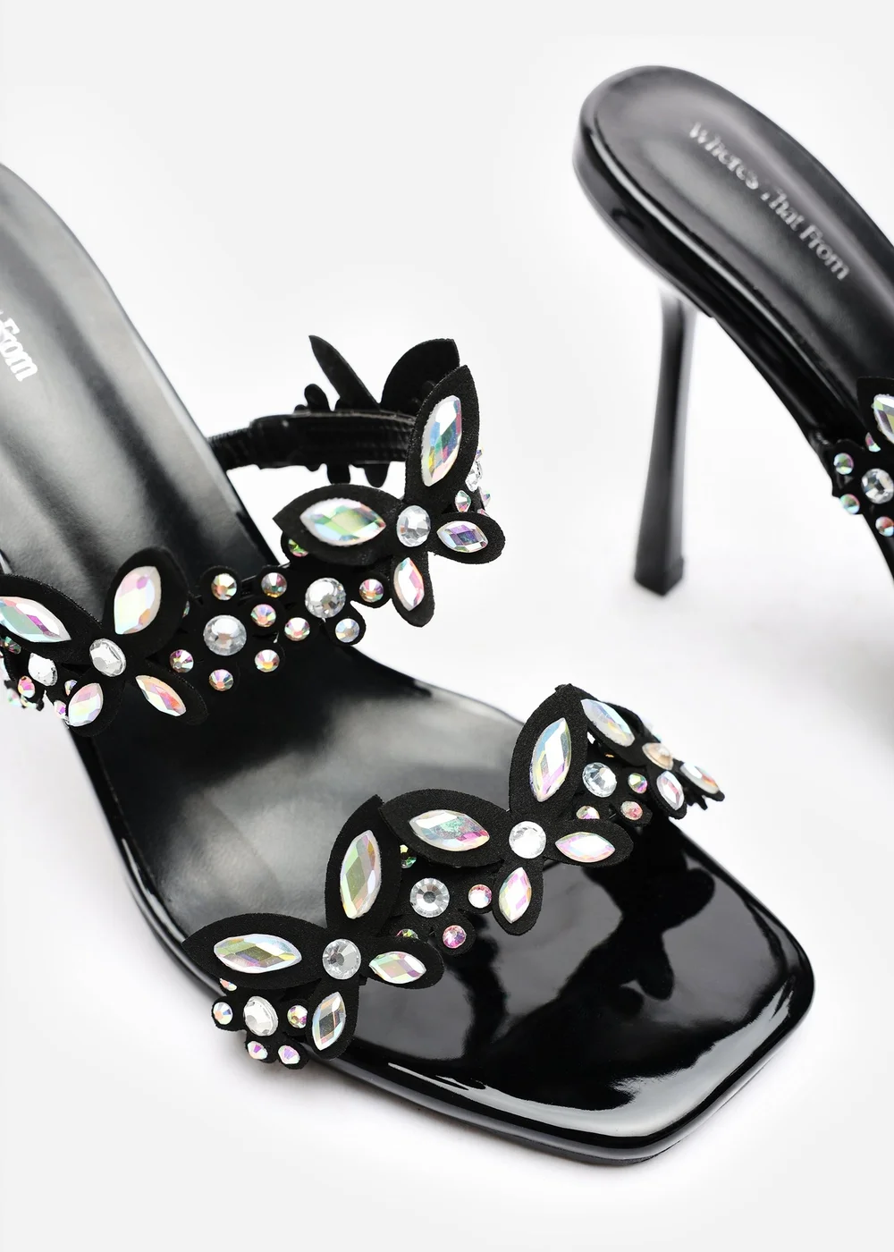 Where's That From Dazira Black Cut Out Flower Trim Detail Heeled Mules - Size 7 Image 5
