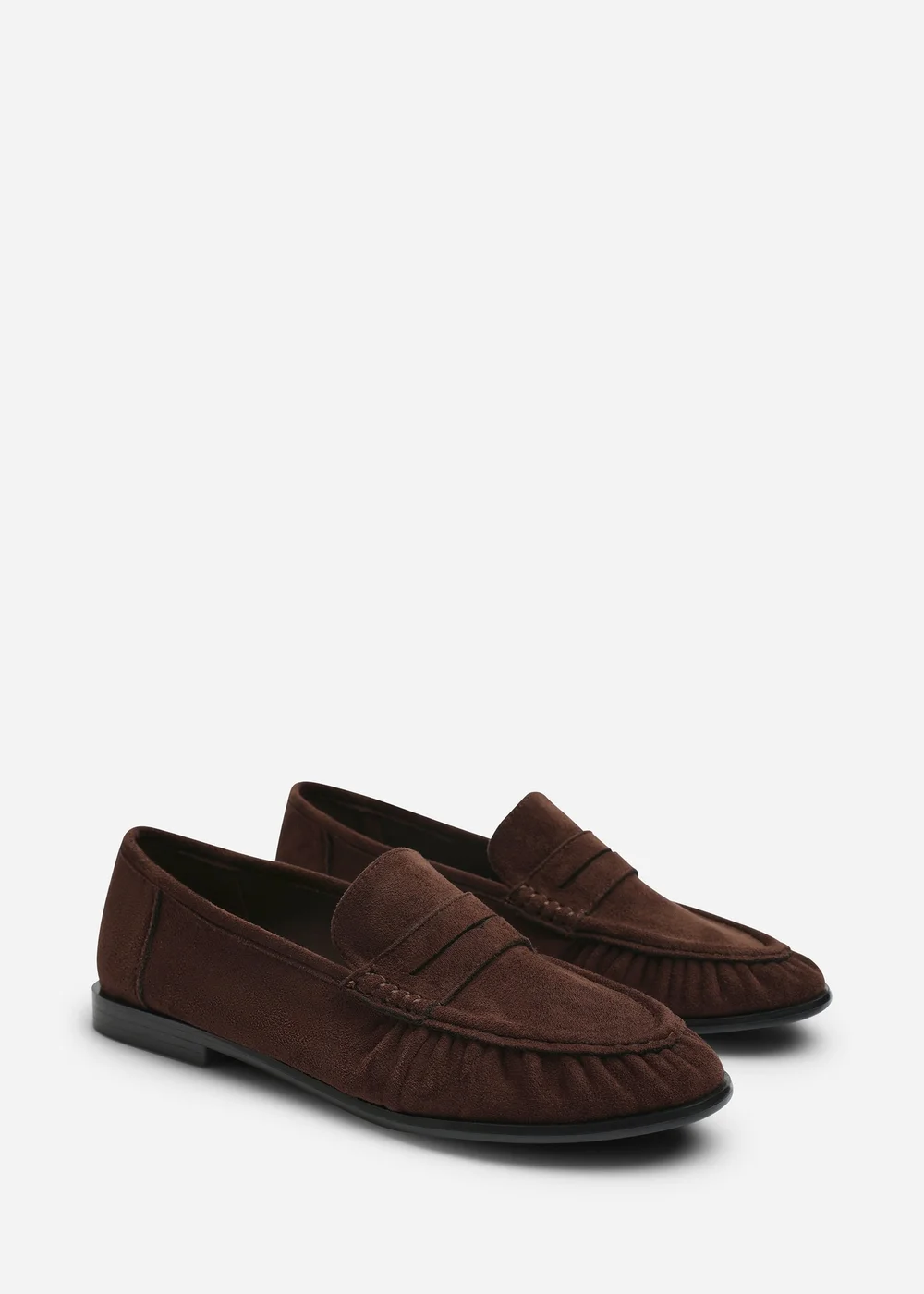 Where's That From Charleigh Dark Brown Ruched Detail Flat Penny Loafers - 7 Image 4