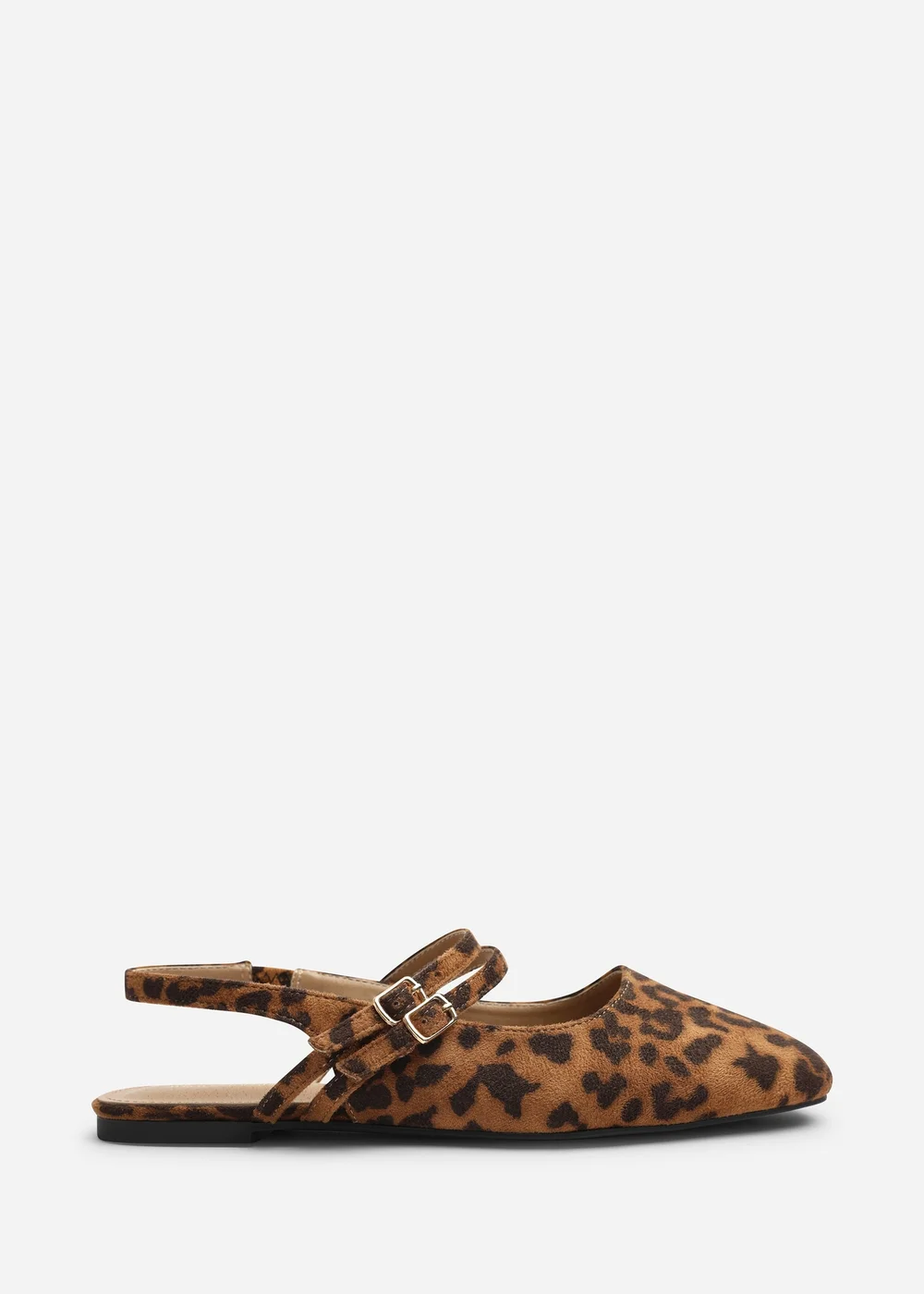 Where's That From Alena Leopard Wide Fit Double Strap Backless Mary Jane Flats - 5 Wide Image 1