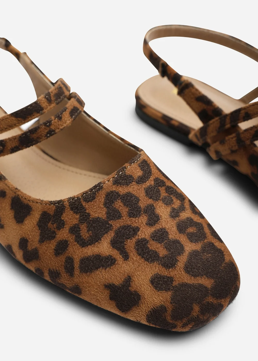 Where's That From Alena Leopard Wide Fit Double Strap Backless Mary Jane Flats - 5 Wide Image 5