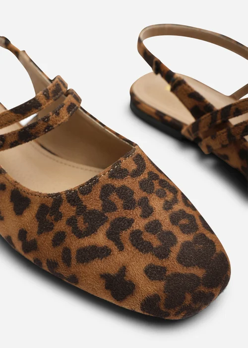 Where's That From Alena Leopard Wide Fit Double Strap Backless Mary Jane Flats - 5 Wide Image 5