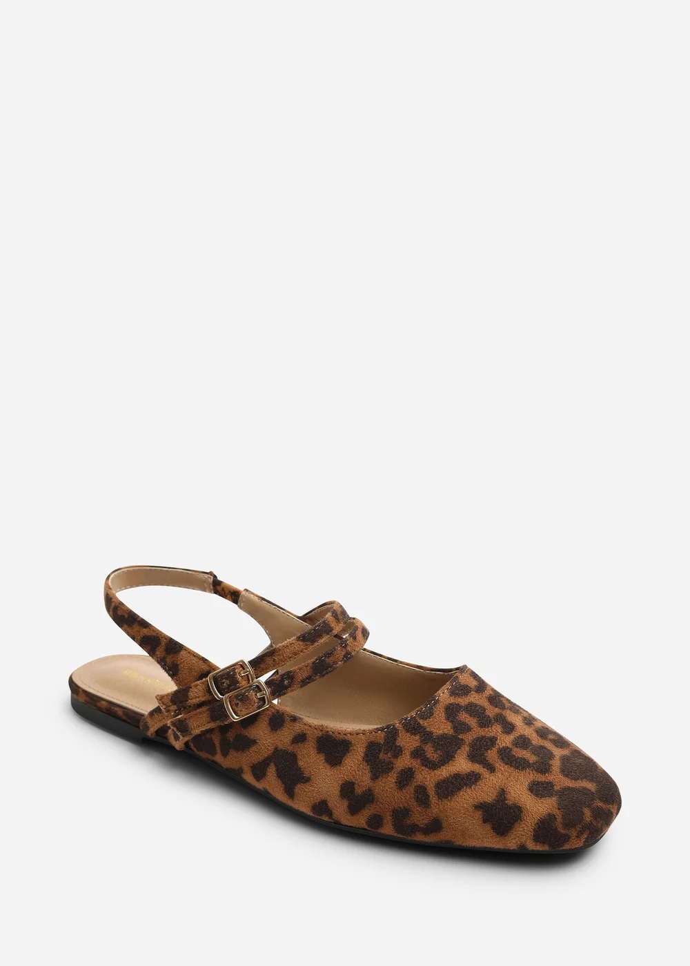 Where's That From Alena Leopard Wide Fit Double Strap Backless Mary Jane Flats - 5 Wide Image 3