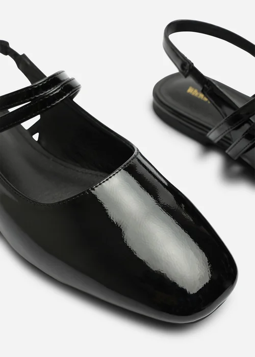 Where's That From Alena Black Double Strap Backless Mary Jane Flats - 4 Image 5