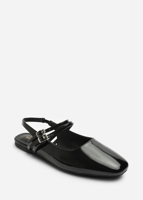 Where's That From Alena Black Double Strap Backless Mary Jane Flats - 4 Image 3