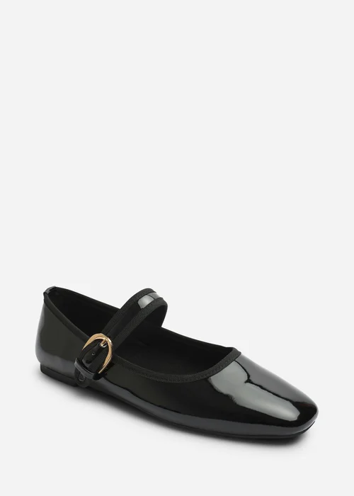 Where's That From Karsyn Black Wide Fit Mary Jane Ballet Flats With Buckle Detail - 4 Wide Image 3
