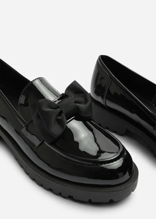 Where's That From Kinley Black Chunky Bow Detail Patent Loafers - 7 Image 5