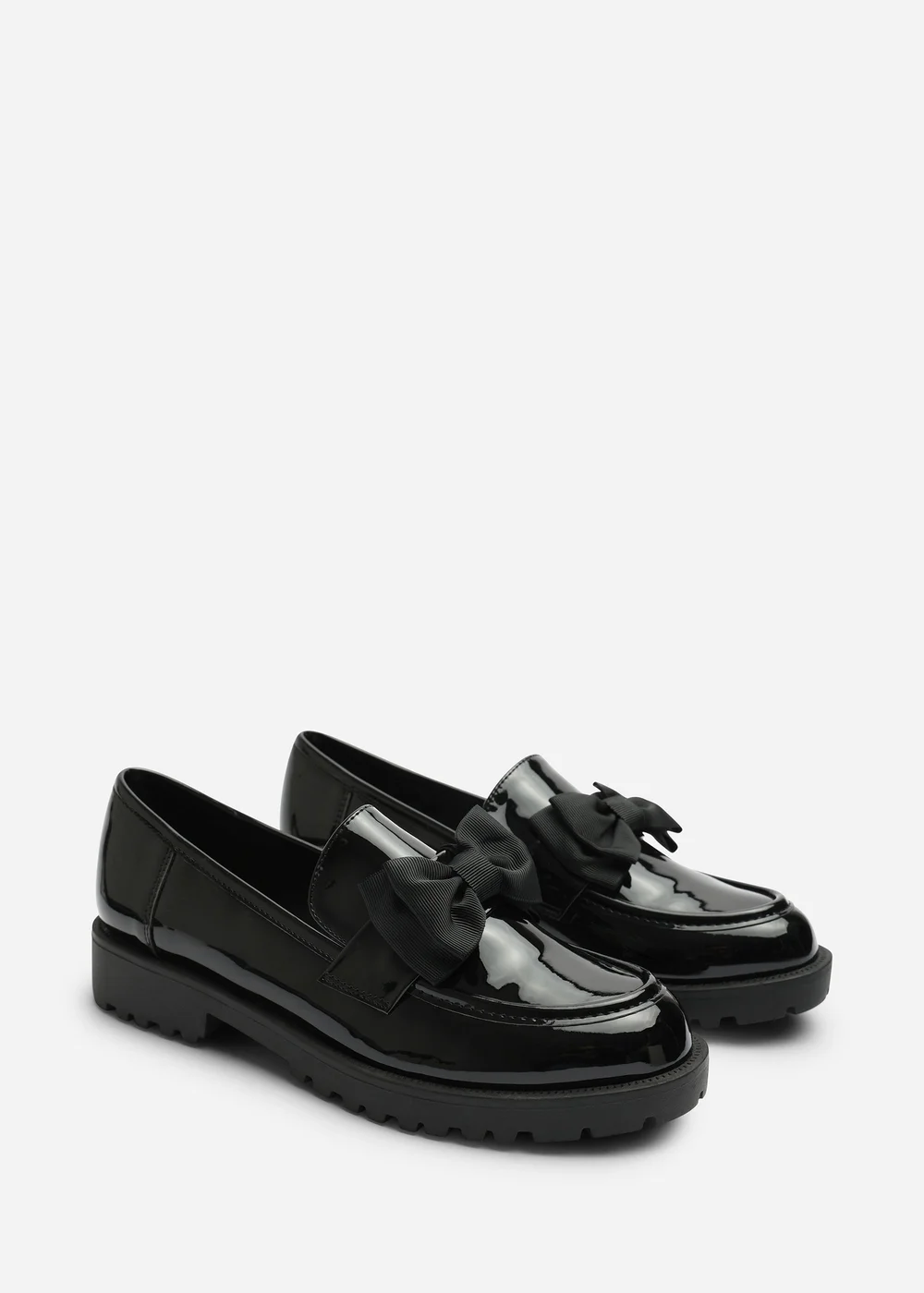 Where's That From Kinley Black Chunky Bow Detail Patent Loafers - 7 Image 4