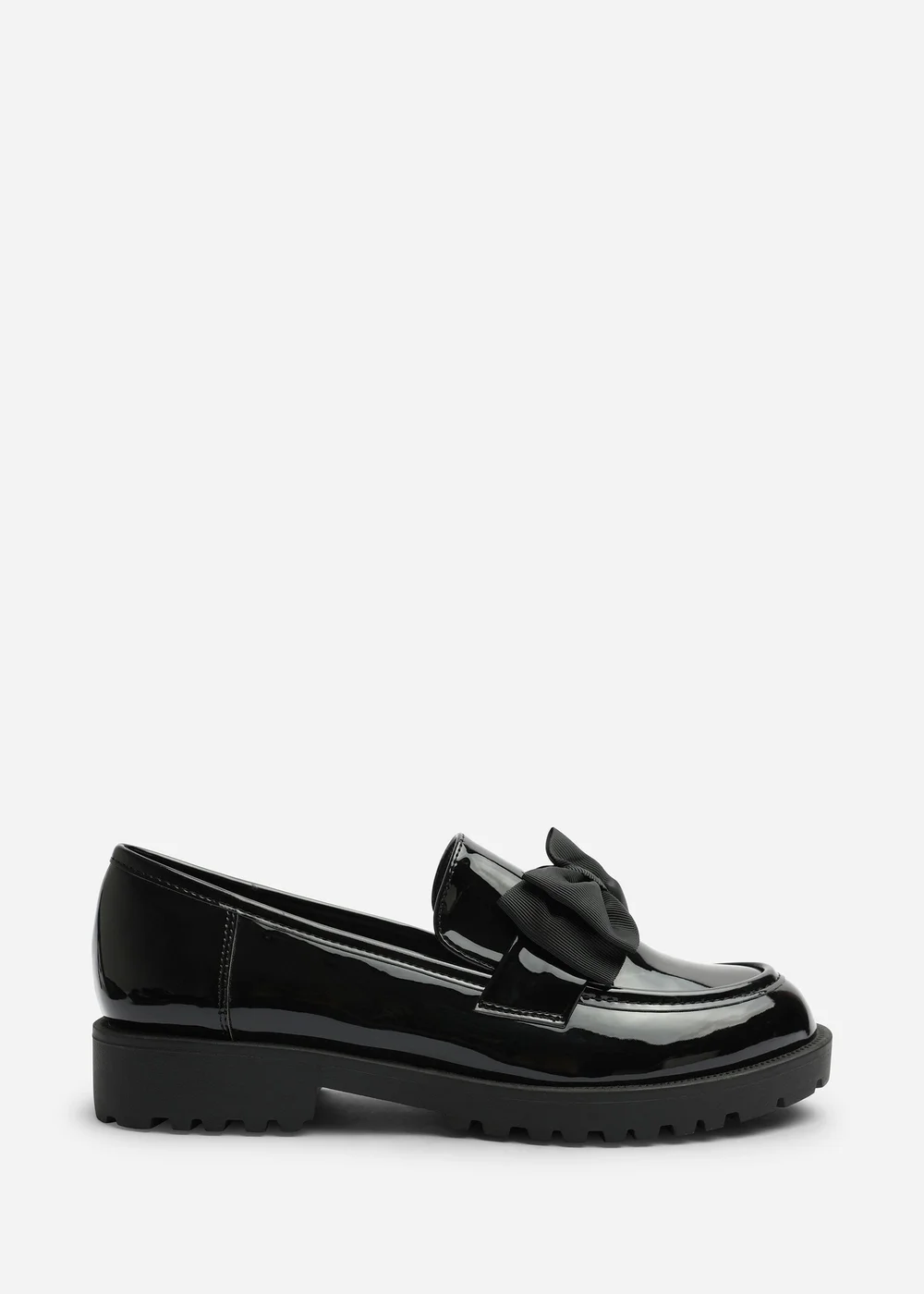 Where's That From Kinley Black Chunky Bow Detail Patent Loafers - 7 Image 2
