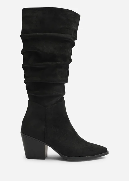 Where's That From Drelia Ruched Black Western Knee High Boot - Size 5 Image 1