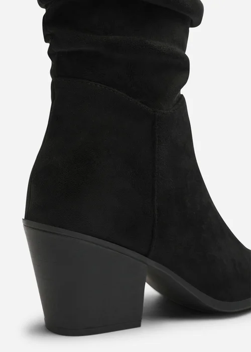 Where's That From Drelia Ruched Black Western Knee High Boot - Size 5 Image 4