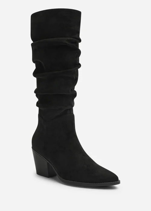 Where's That From Drelia Ruched Black Western Knee High Boot - Size 5 Image 2