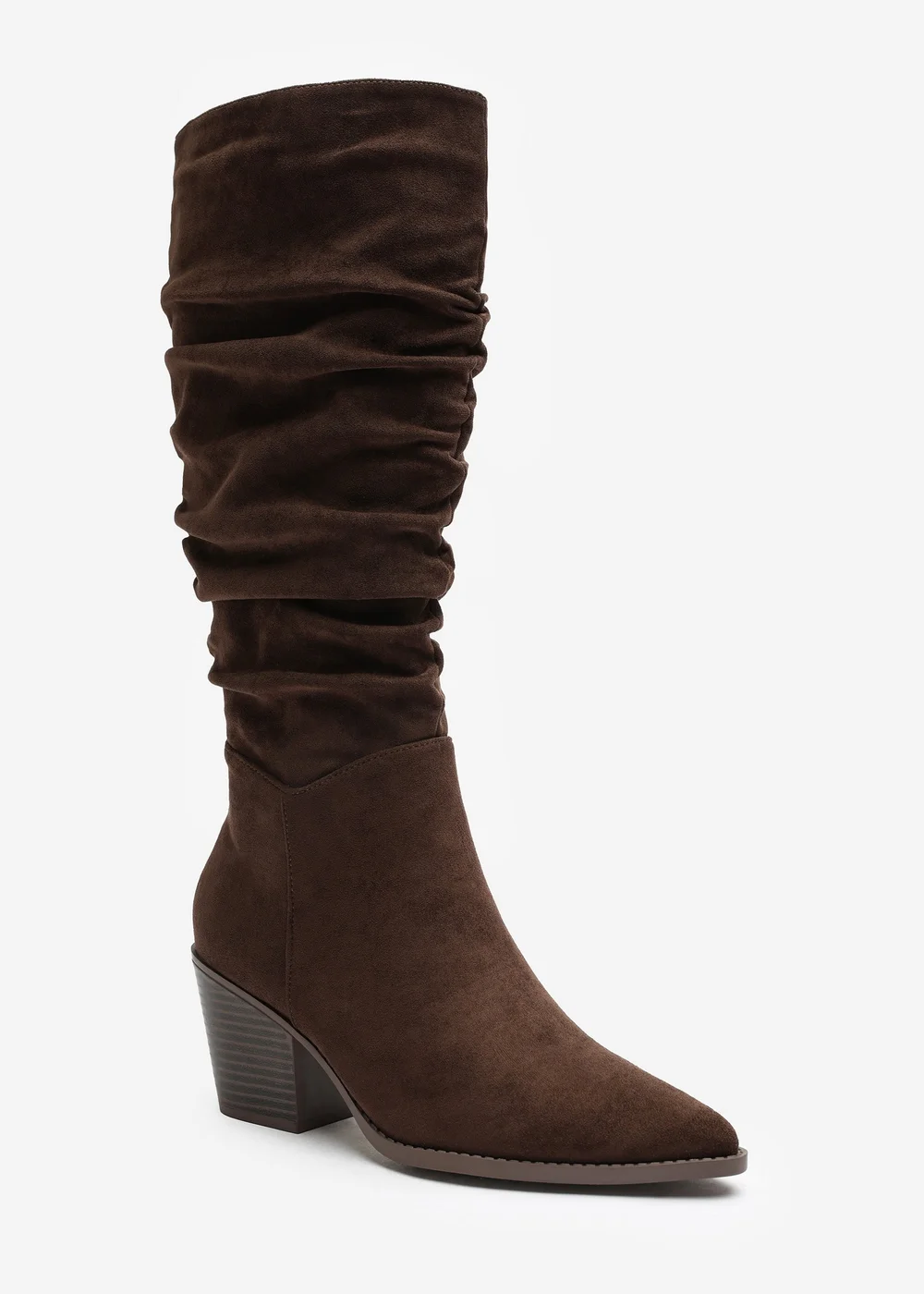 Where's That From Drelia Ruched Dark Brown Western Knee High Boot - Size 6 Image 2