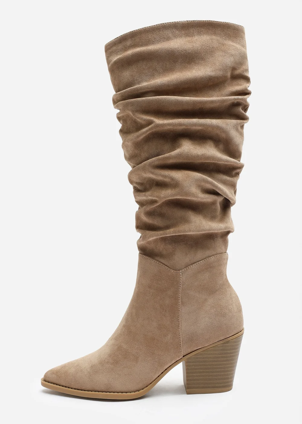 Where's That From Drelia Ruched Camel Western Knee High Boot - Size 6 Image 2