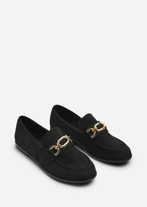 Where's That From Lettie Black Chain Trim Detail Flat Loafers - Size 4 Image 4