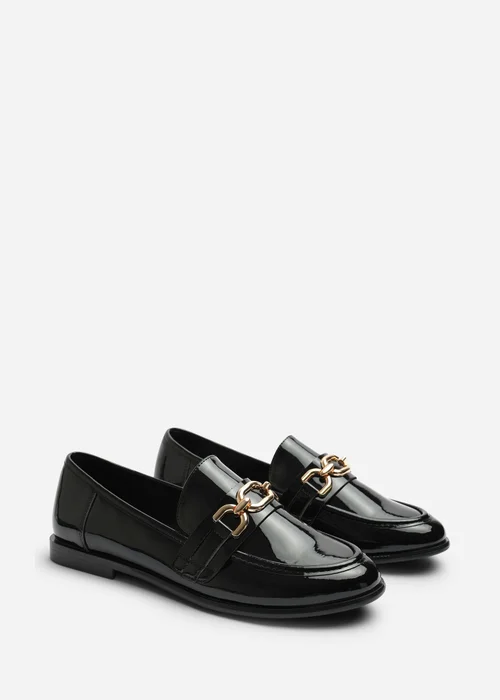 Where's That From Lettie Black Chain Trim Detail Flat Loafers - 4 Image 4