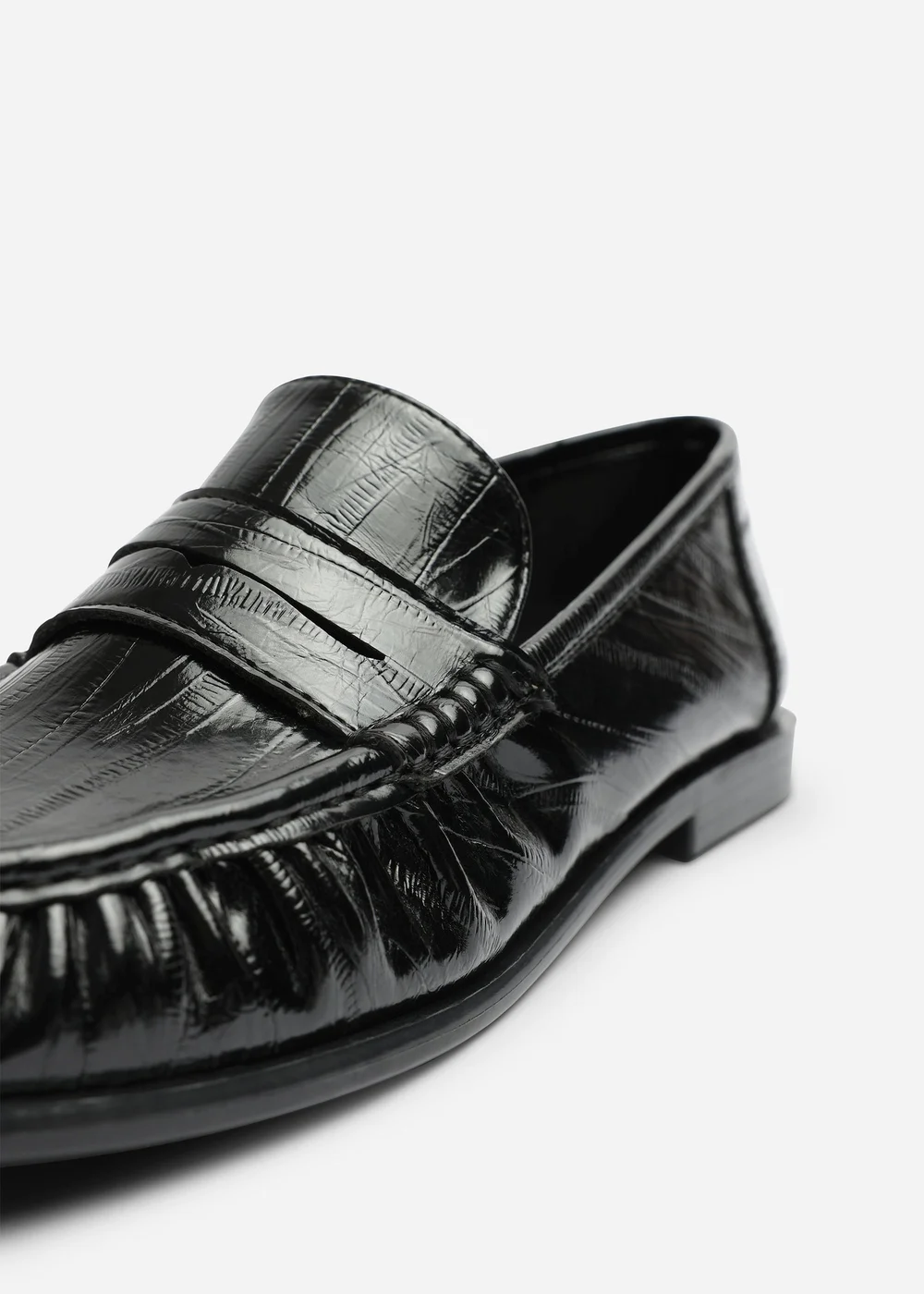 Where's That From Charleigh Black Wide Fit Ruched Detail Flat Penny Loafers - 5 Wide Image 5