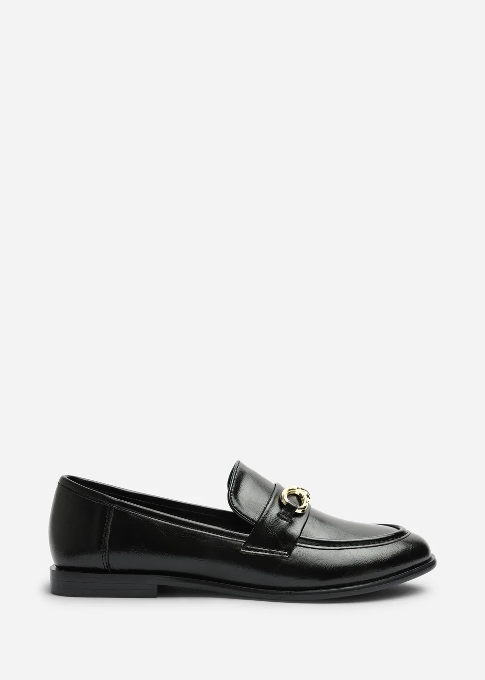 Where's That From Freyja Black Wide Fit Black Knot Trim Hardware Detail Flat Loafers - 7 Wide Image 2