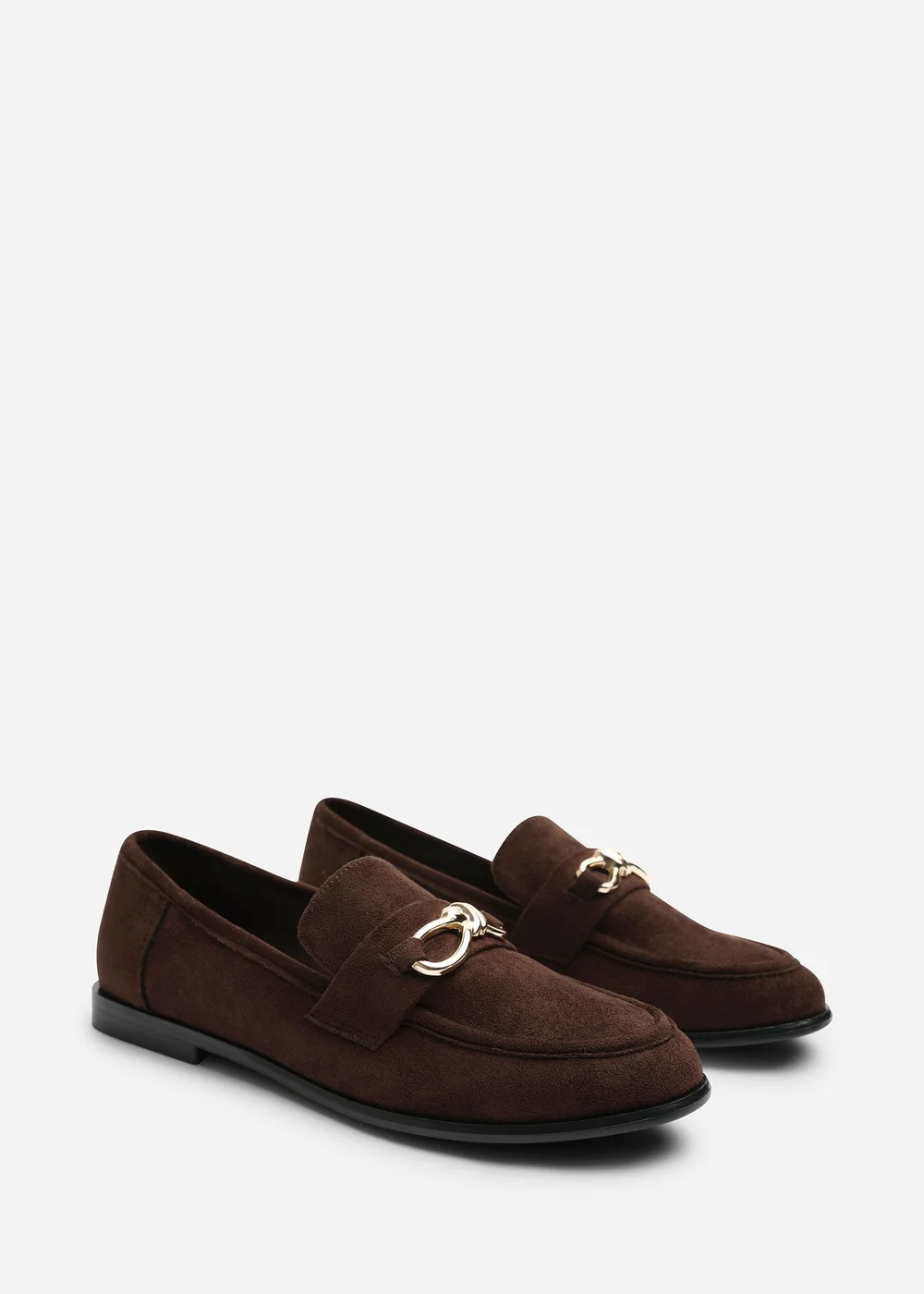 Where's That From Freyja Dark Brown Knot Trim Hardware Detail Flat Loafers - Size 5 Image 4