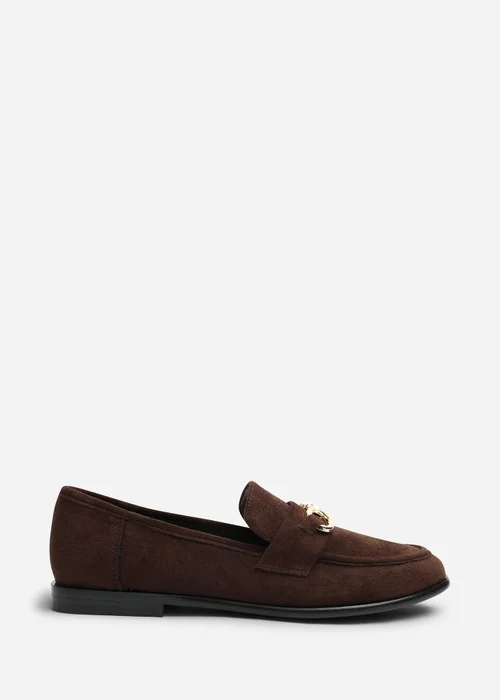 Where's That From Freyja Dark Brown Knot Trim Hardware Detail Flat Loafers - 5 Image 1
