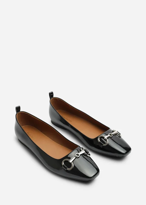 Where's That From Lauren Black Snaffle Trim Detail Square Toe Ballet Flats - 5 Image 4