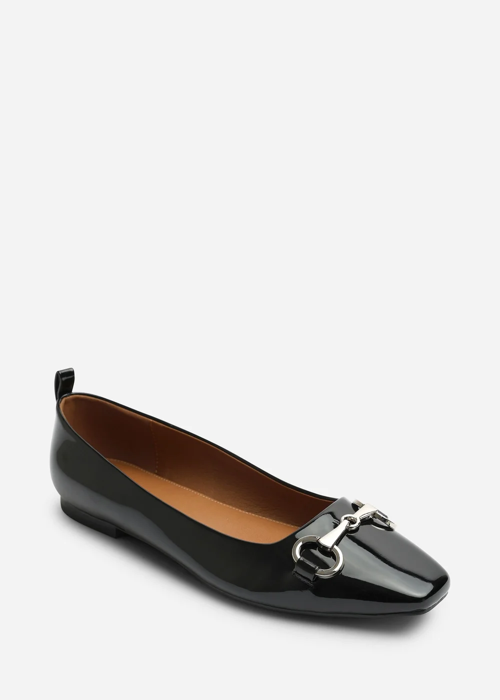 Where's That From Lauren Black Snaffle Trim Detail Square Toe Ballet Flats - 5 Image 3