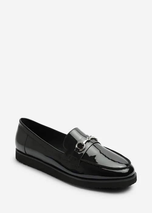 Where's That From Brittany Black Extra Wide Fit Snaffle Detail Hardware Trim Loafers - 7 Extra Wide Image 3
