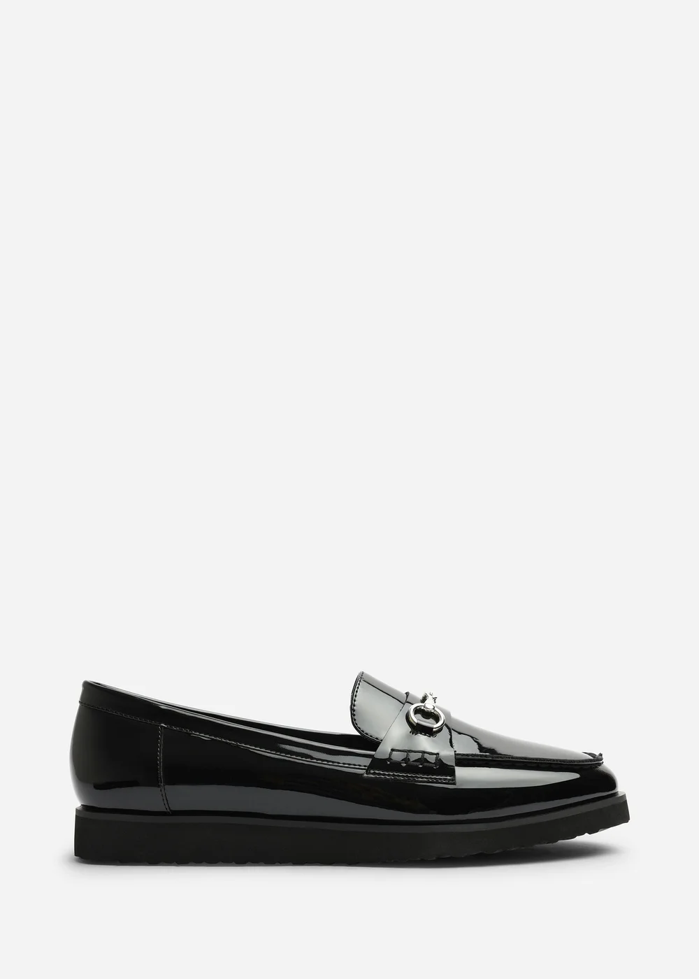 Where's That From Brittany Black Wide Fit Snaffle Detail Hardware Trim Loafers - 6 Wide Image 1