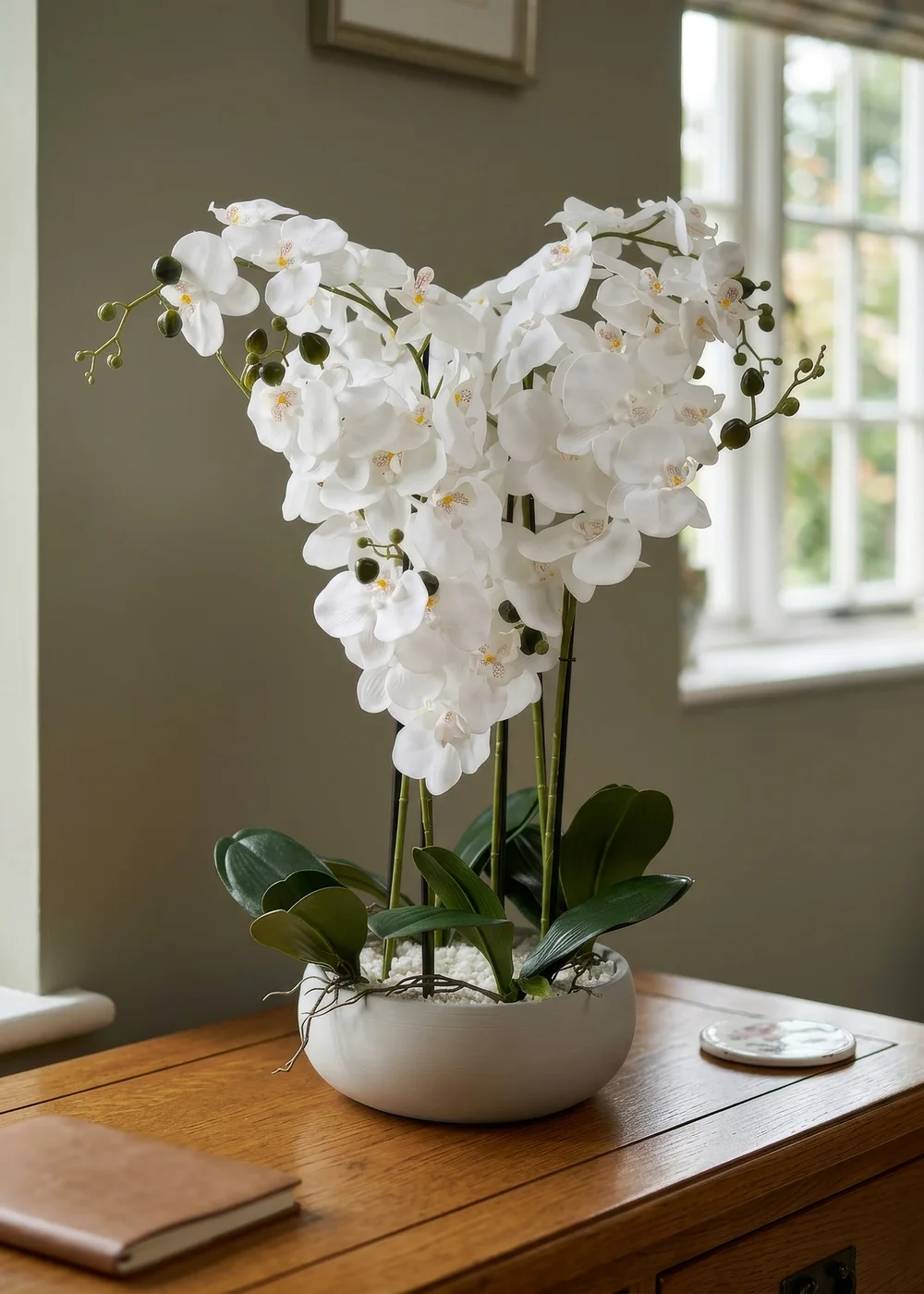 Scottish Everlastings Real Touch 10-stem Orchid in Grey Ceramic Pot 68cm - One Size Image 1