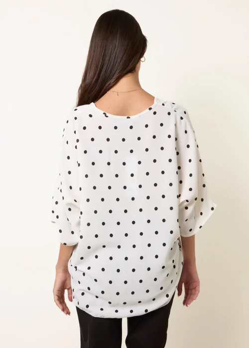 Blue Vanilla White Polka Dot Knot Front Top - S/M Image 4